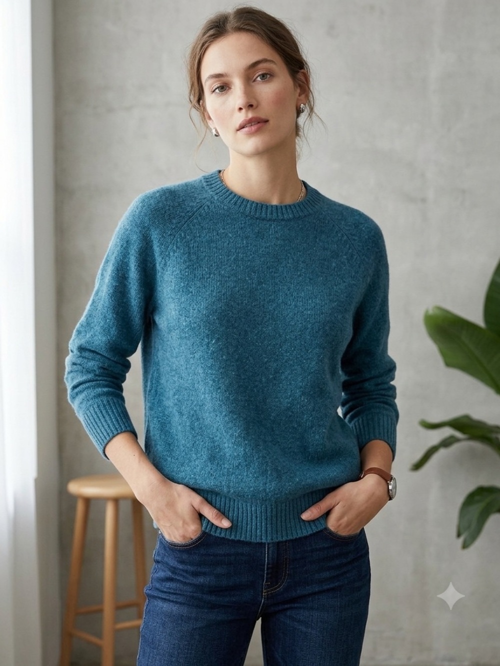 J. Crew Lamb’s Wool Preppy Blue Flecked Sweater Size Medium.